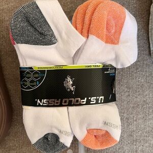 U.S. Polo Assn. Men's White Athletic No-Show Socks - 6 Pack